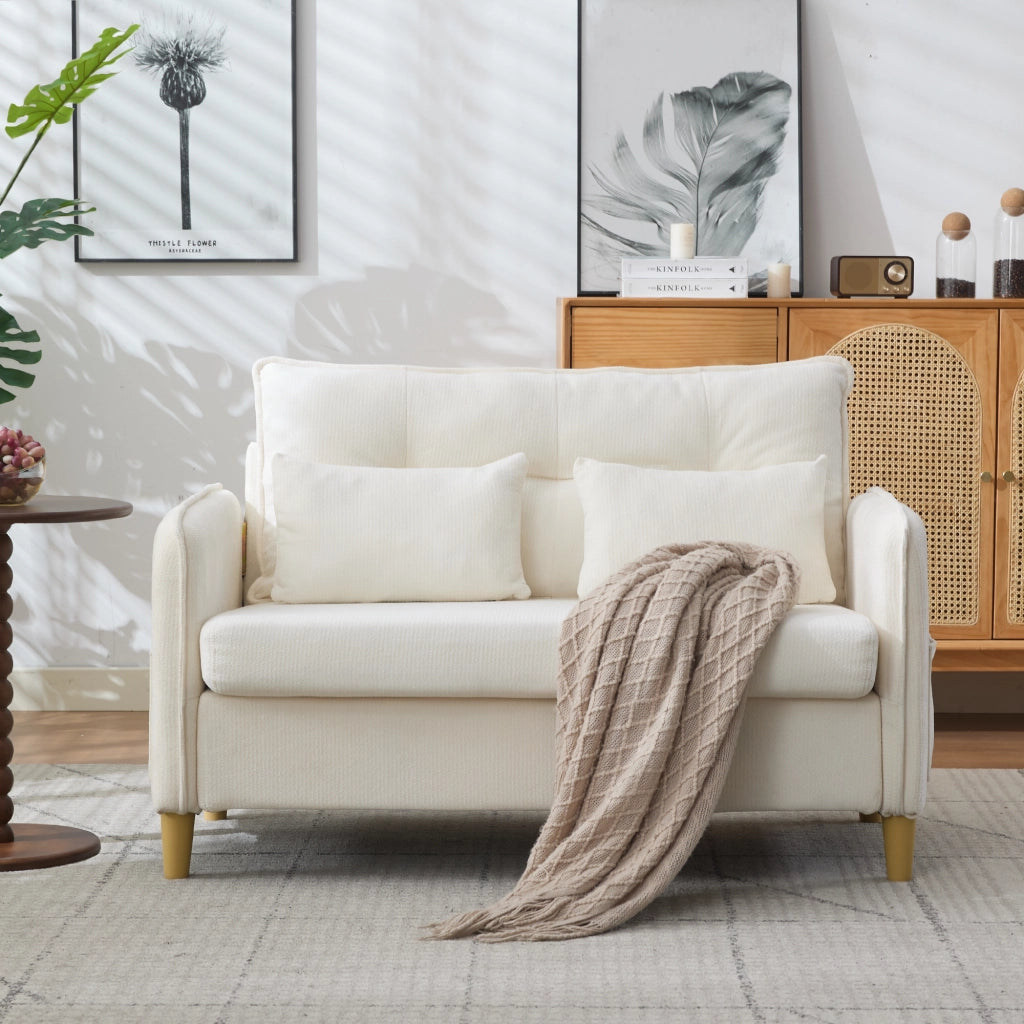 DIVANO 2 posti 127 cm Chenille Beige struttura in legno