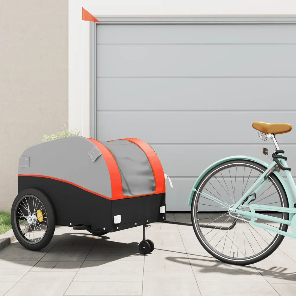 Rimorchio da Bici Nero e Arancione 45 kg in Ferro CFW5986344