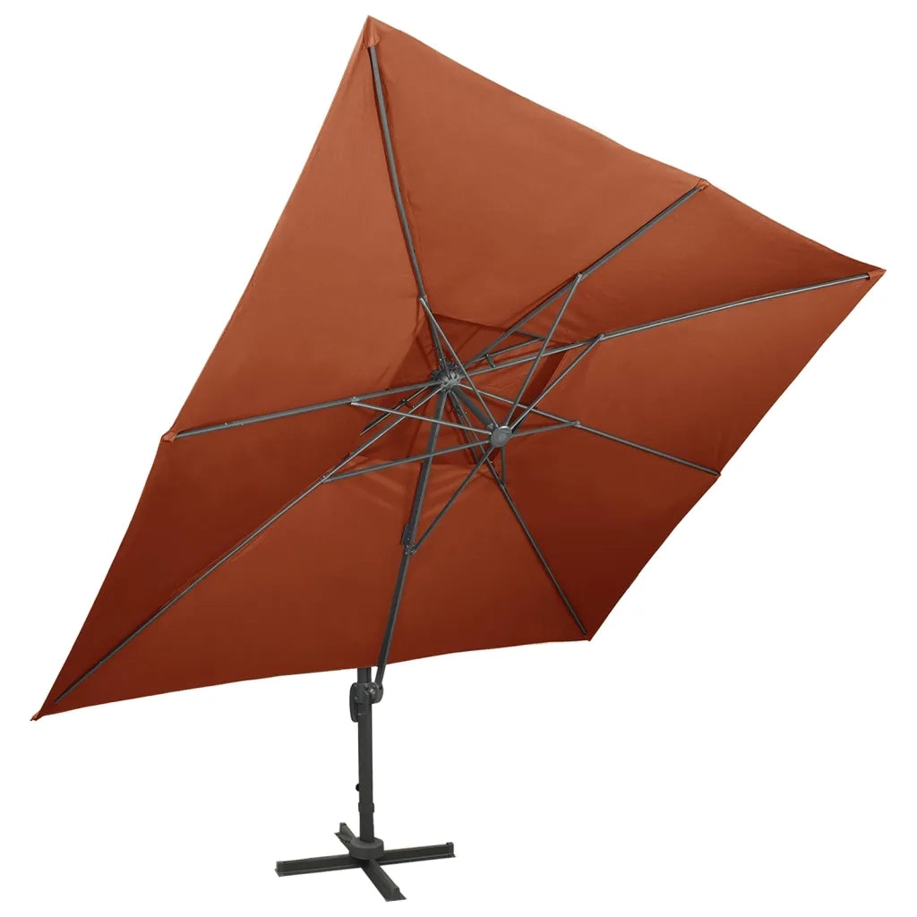 Ombrellone da giardino a sbalzo con doppio piano in terracotta 400x300 cm 312383