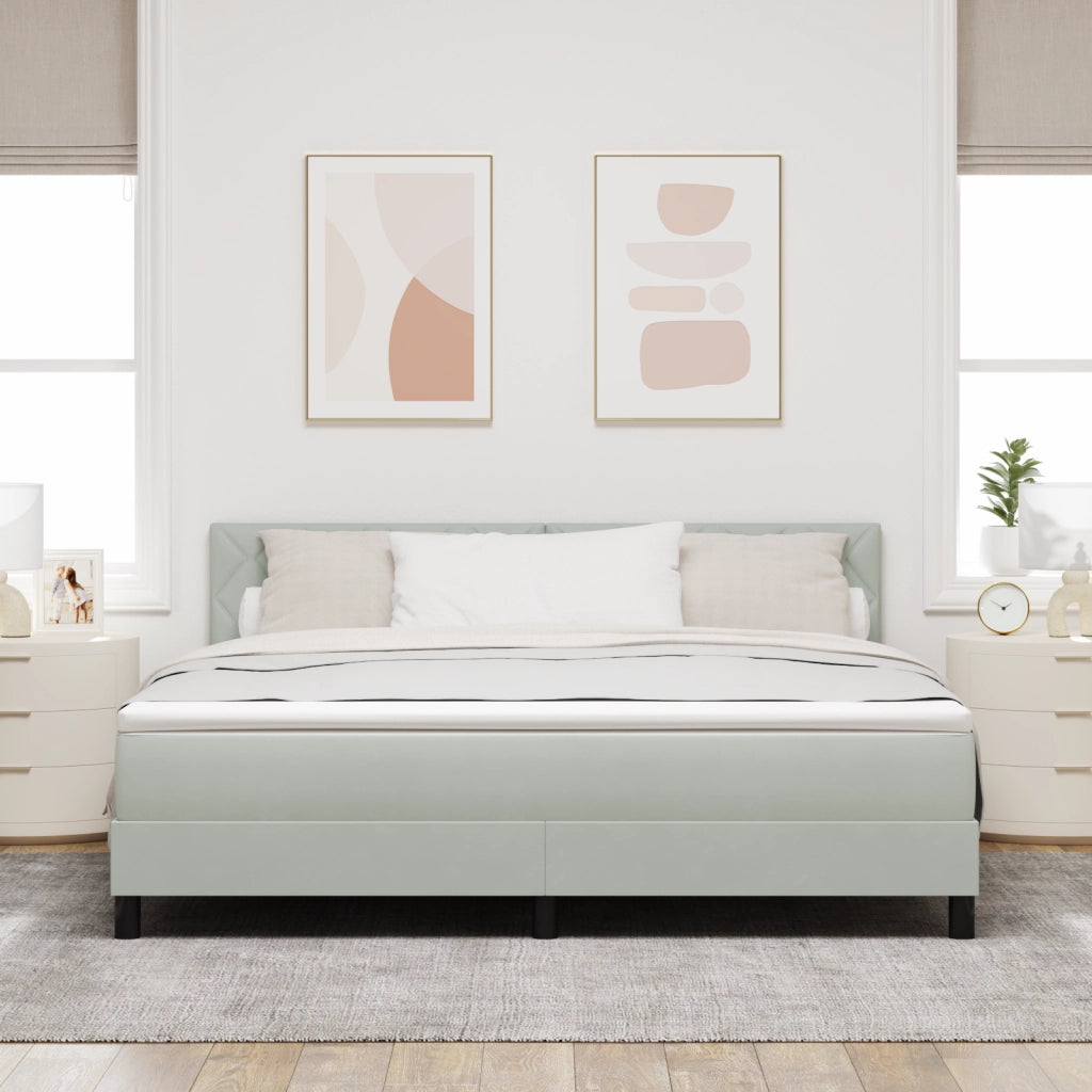 Letto Box Spring con Materasso Grigio Chiaro Super King in Velluto