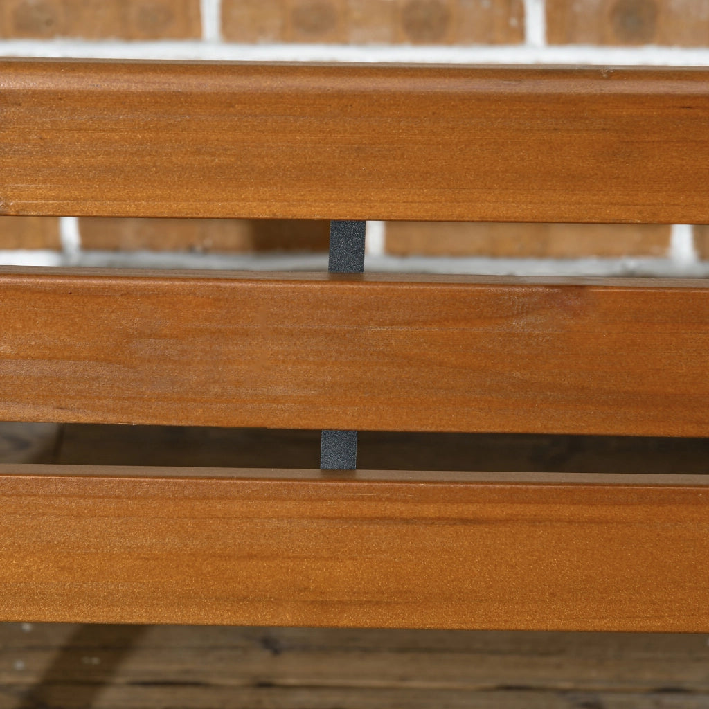 Panchina per 2 Persone ¨C zephmum ¨C Gussaluminium e Legno Naturale, 120x57x70 cm, Marrone