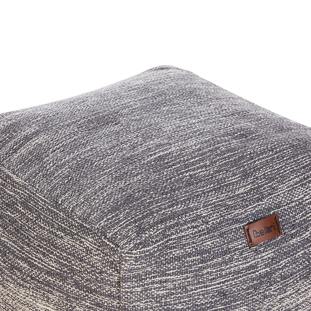 Pouf in tessuto di colore grigio e bianco in cotone 3 strisce cubo stile Boho scandinavo