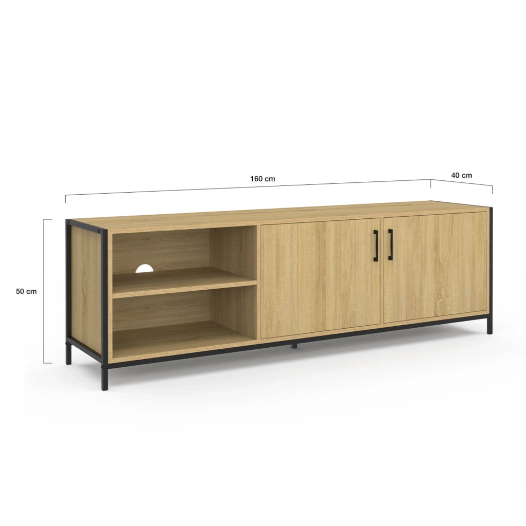 IDMarket - Mueble TV 160 cm DETROIT 2 puertas diseño industrial