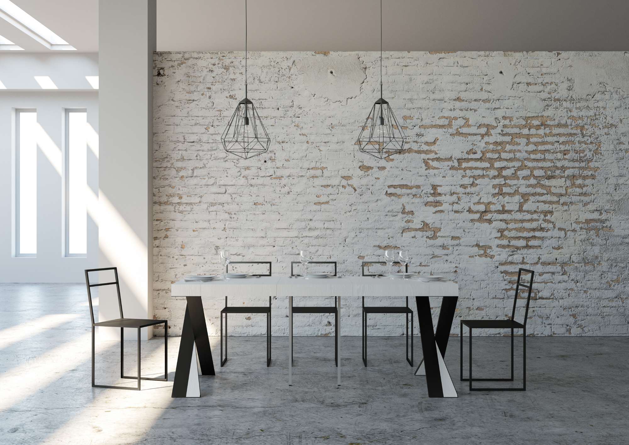 Consolle Allungabile 90-196x40x77 cm in Nobilitato Bianco