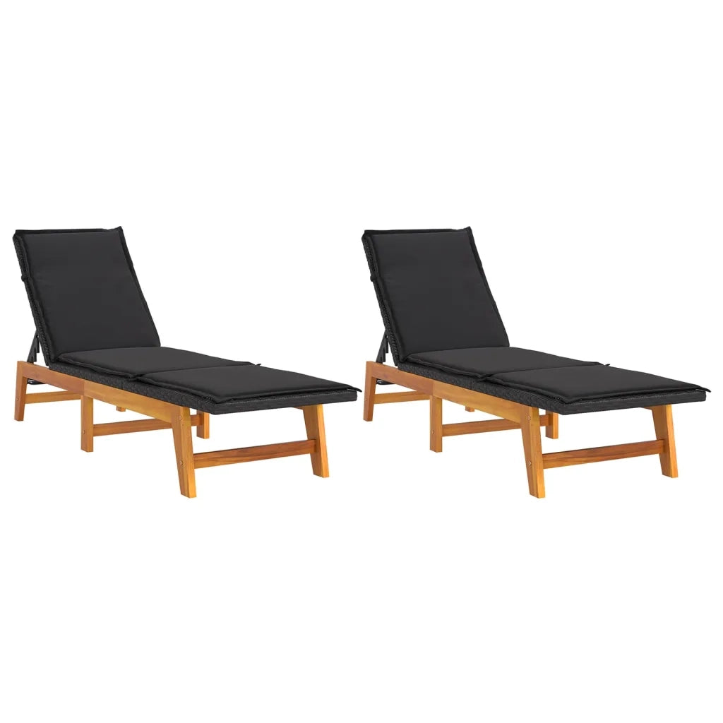 Sdraio con Cuscini 2pz Polyrattan e Legno Massello di Acacia cod mxl 102382