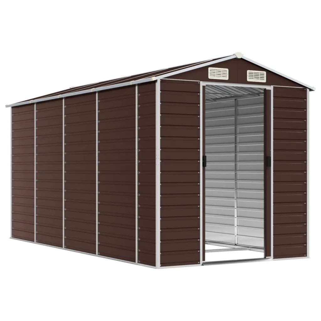 Casetta da giardino marrone 191x385x198 cm in acciaio zincato 3188267