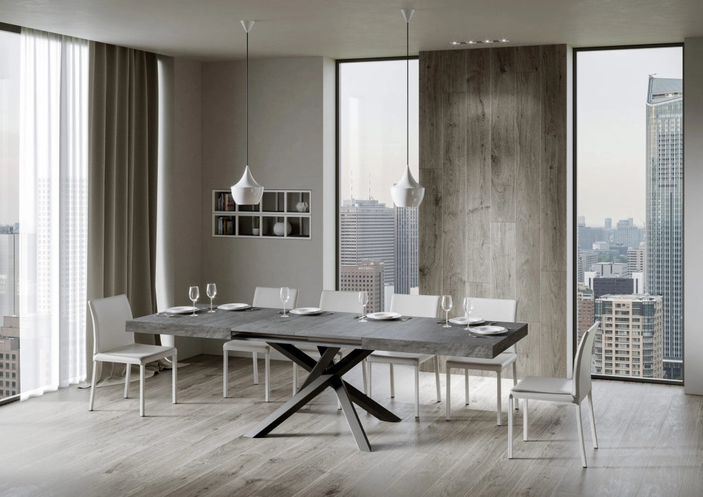 Tavolo allungabile 90x200/460 cm Volta cemento telaio Antracite