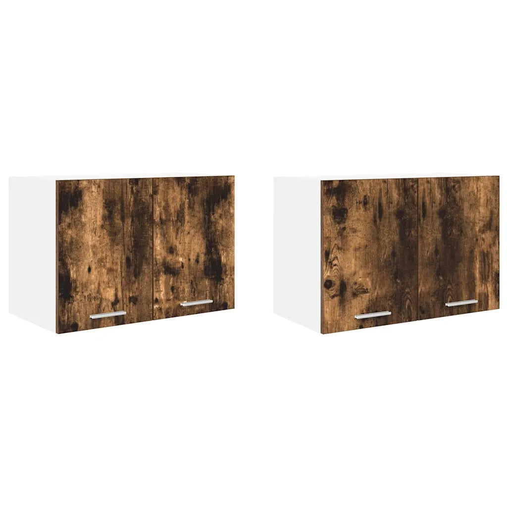 Armadio pensile con porta 2 pcs Rovere Affumicato e Bianco 884171