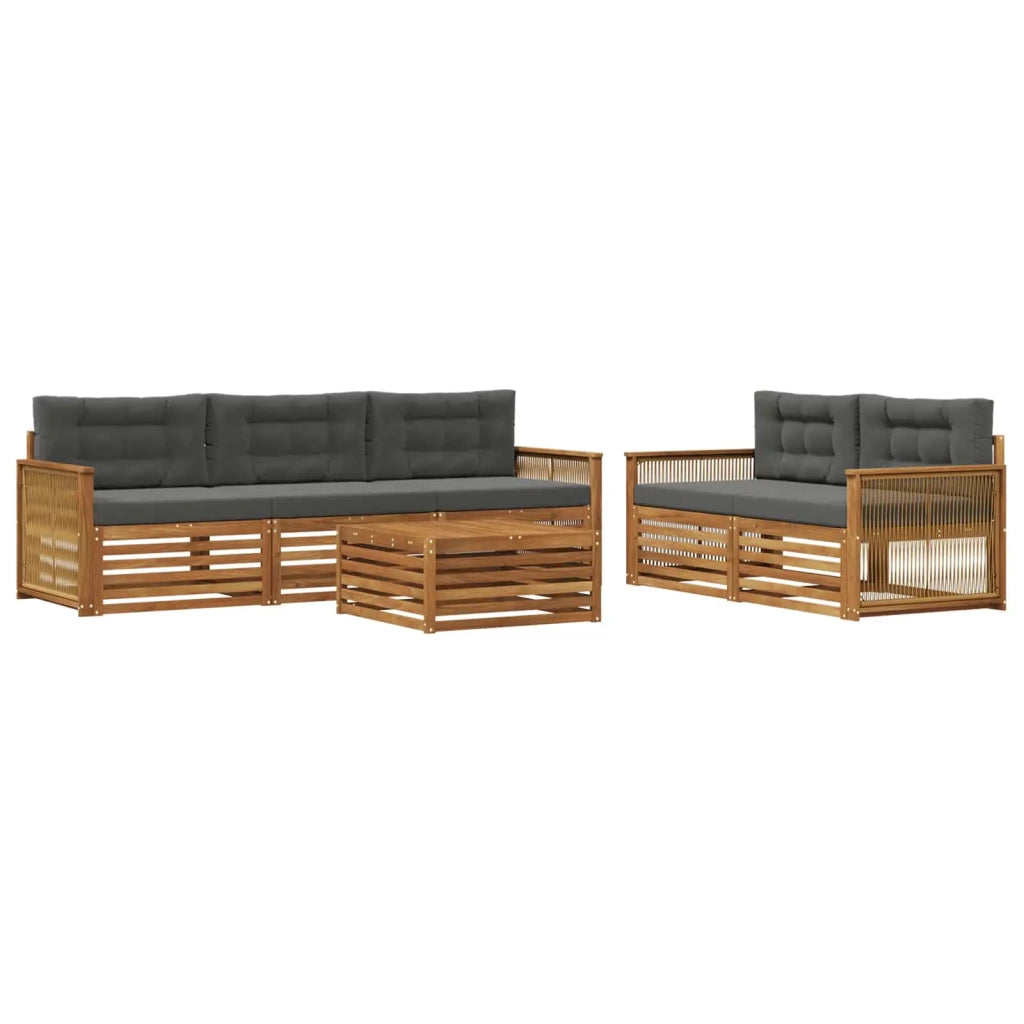 Set di divani da esterno con cuscino 6 pcs Naturale e Antracite 3383030