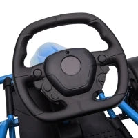 Go-Kart Elettrico per Bambini 8-12 Anni con Schienale Alto e Cintura di Sicurezza, 115x77x54 cm, Blu e Nero