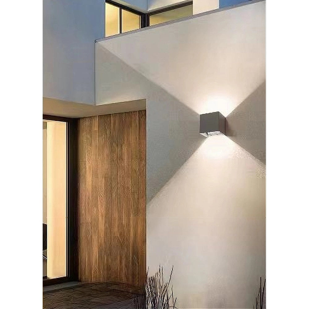 Trade Shop - Applique Da Parete 22watt Grigio Per Esterno Doppia Emissione Luminosa Ip65 Es66 - -bianco Caldo      -