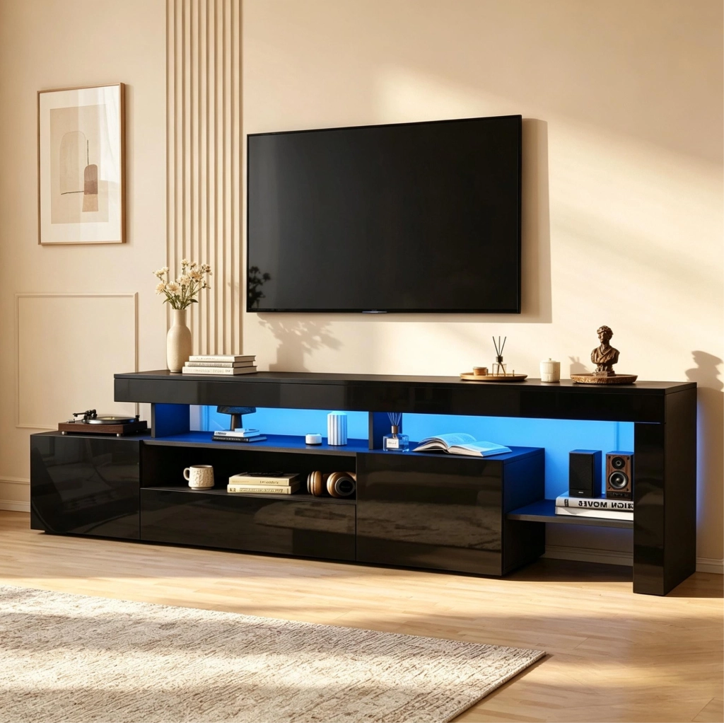 Mobile TV lucido con LED e ampio spazio contenitivo