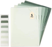 Set di 5 mappe A4 per documenti, set di mappe A4 con etichette, set di mappe per l'organizzazione dei documenti, materiali per ufficio e compiti (verde oliva)