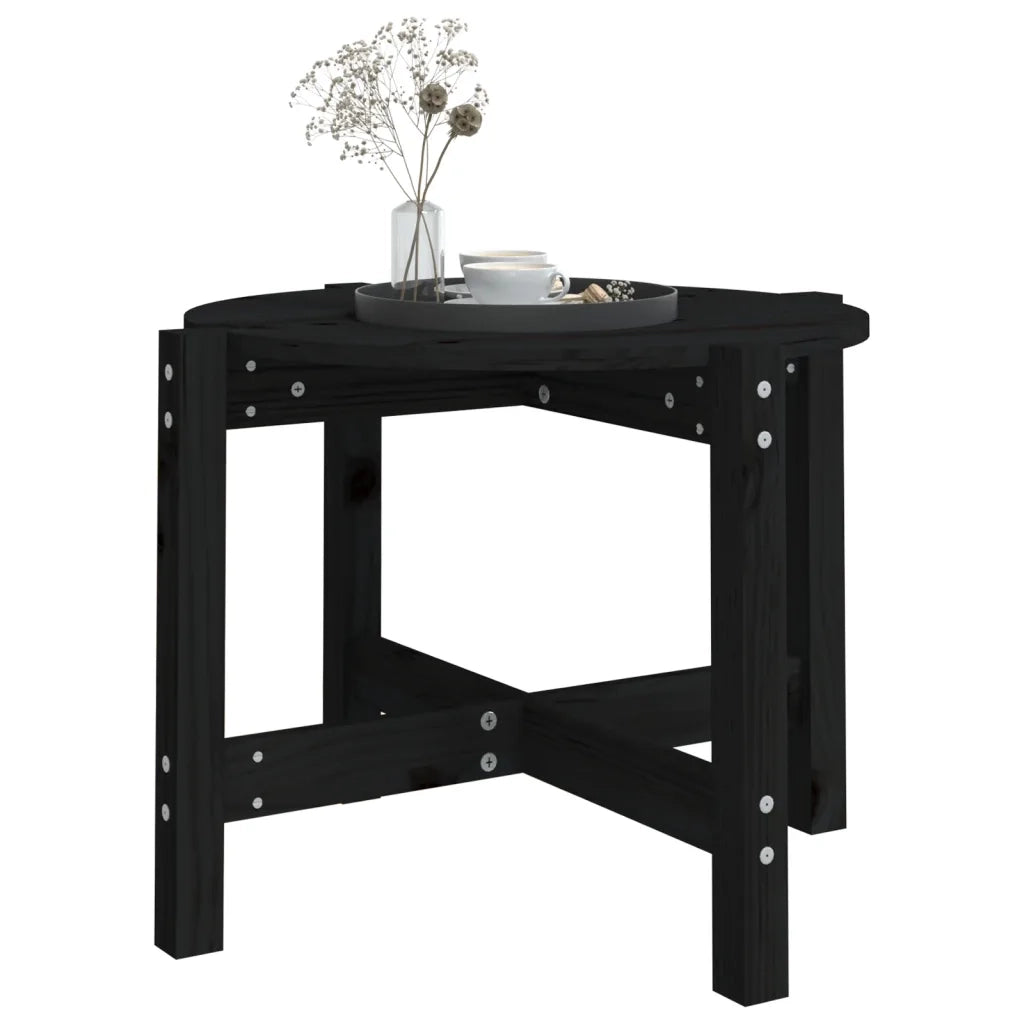 Tavolino da Salotto Nero Ø 62,5x45 cm in Legno Massello di Pino 822306