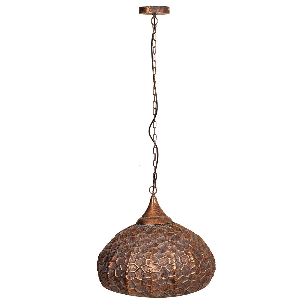 Plafoniera in metallo dorato 49x49x39/100h