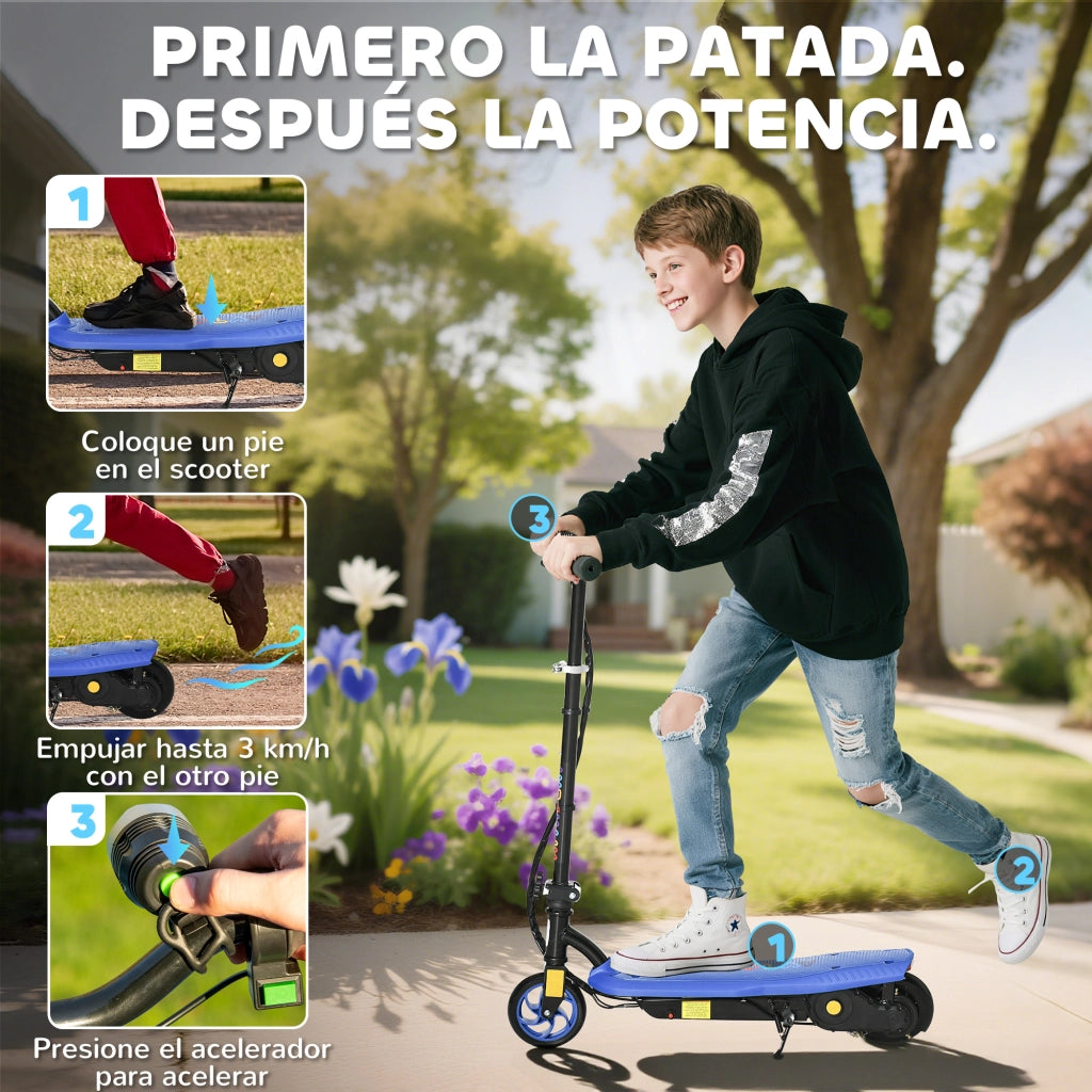 Monopattino Elettrico per Bambini ¨C zephmum ¨C Pieghevole con LED, 7-14 Anni, 12 km/h, Blu