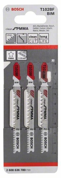 2608636780 - Set 3 lame per seghetto alternativo T 102 BF Clean for PMMA