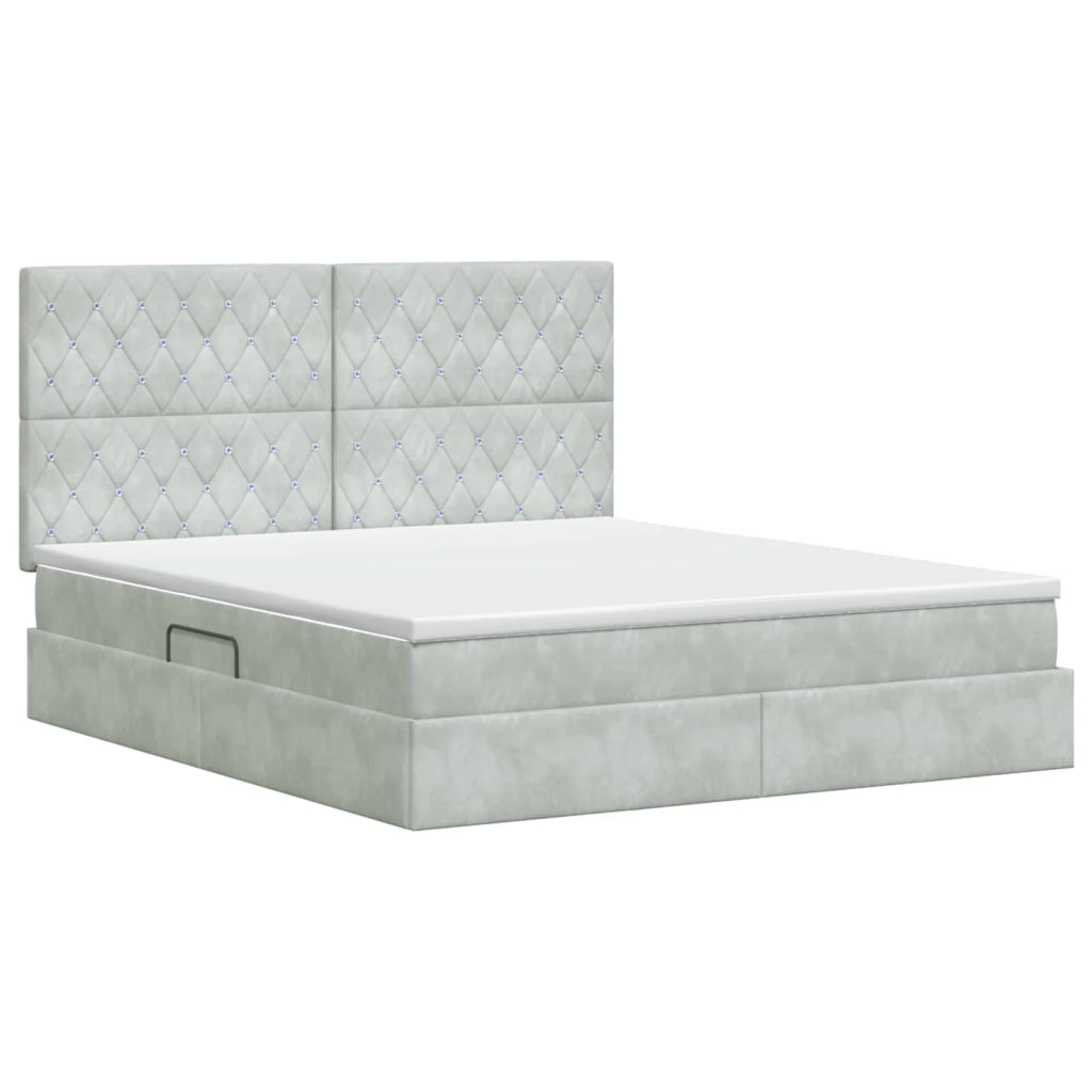 Letto con contenitore e materasso Grigio Chiaro 180 x 200 cm 3459645