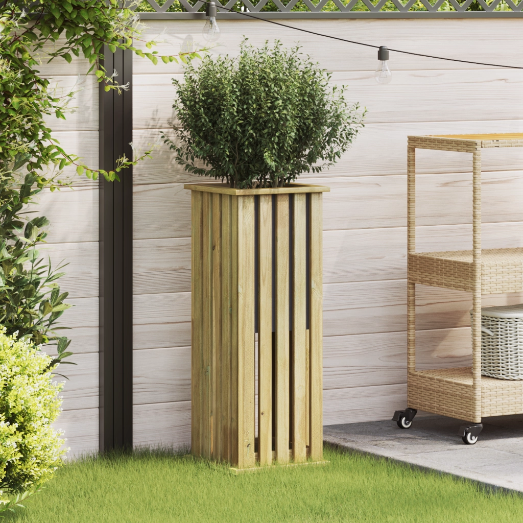 Vaso da Giardino con Rivestimento 33x33x85 cm Legno di Pino Impregnato