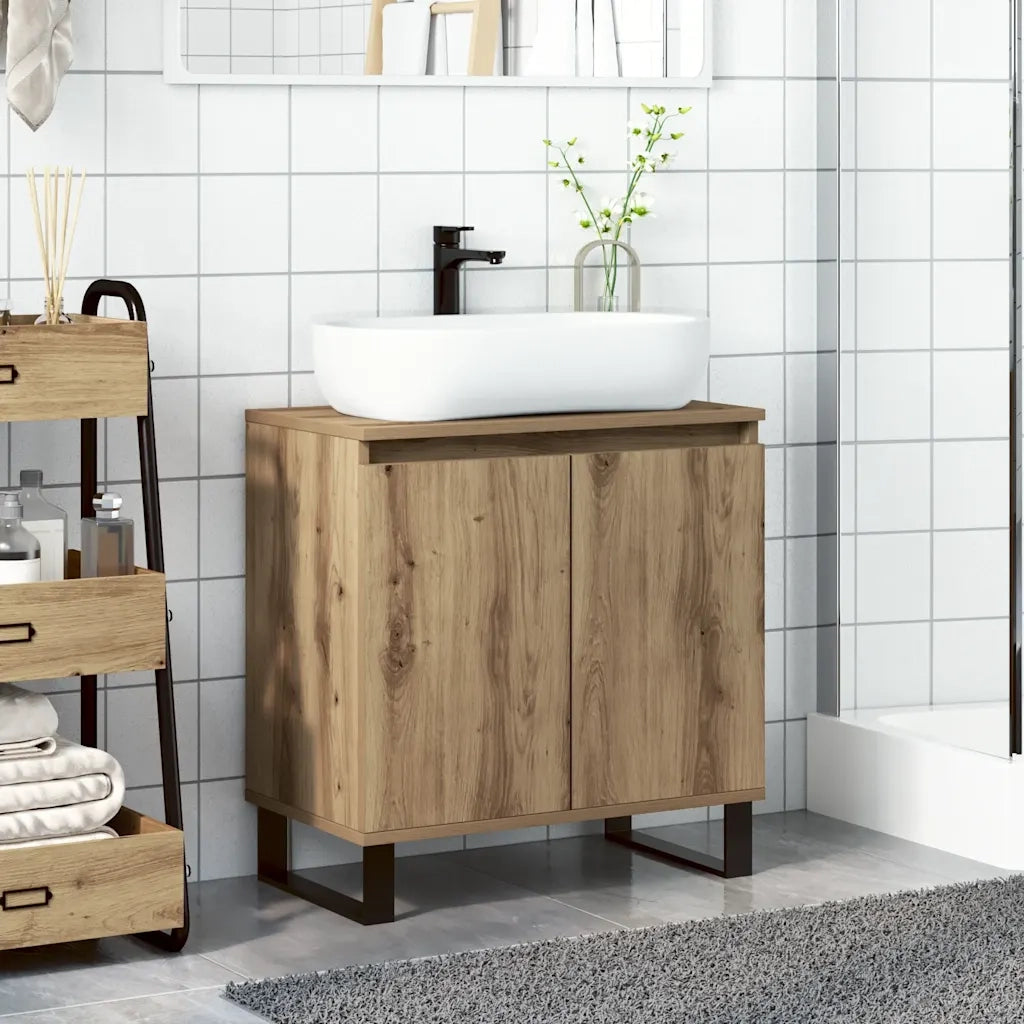 Mobile da Bagno | Armadio da bagno Rovere Artigianale 58x33x60 cm in Truciolato