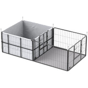 Recinto per Cuccioli con 7 Pannelli ¨C zephmum ¨C 203x102x60cm Nero