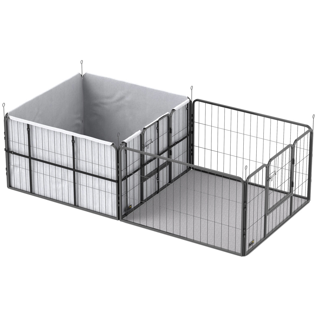 Recinto per Cuccioli con 7 Pannelli ¨C zephmum ¨C 203x102x60cm Nero
