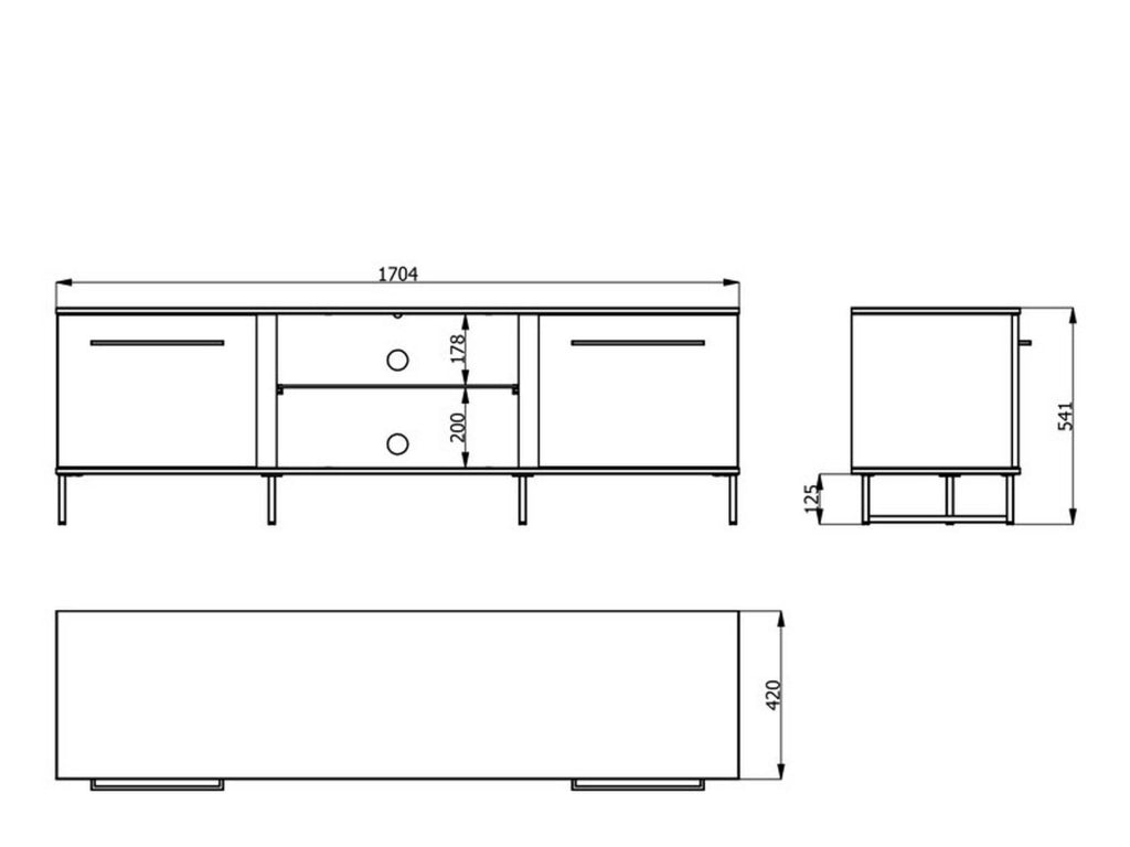 Sutrio, Mobile Porta tv 2 Ripiani, 170.5x42x54h cm Marrone Rovere Nodi