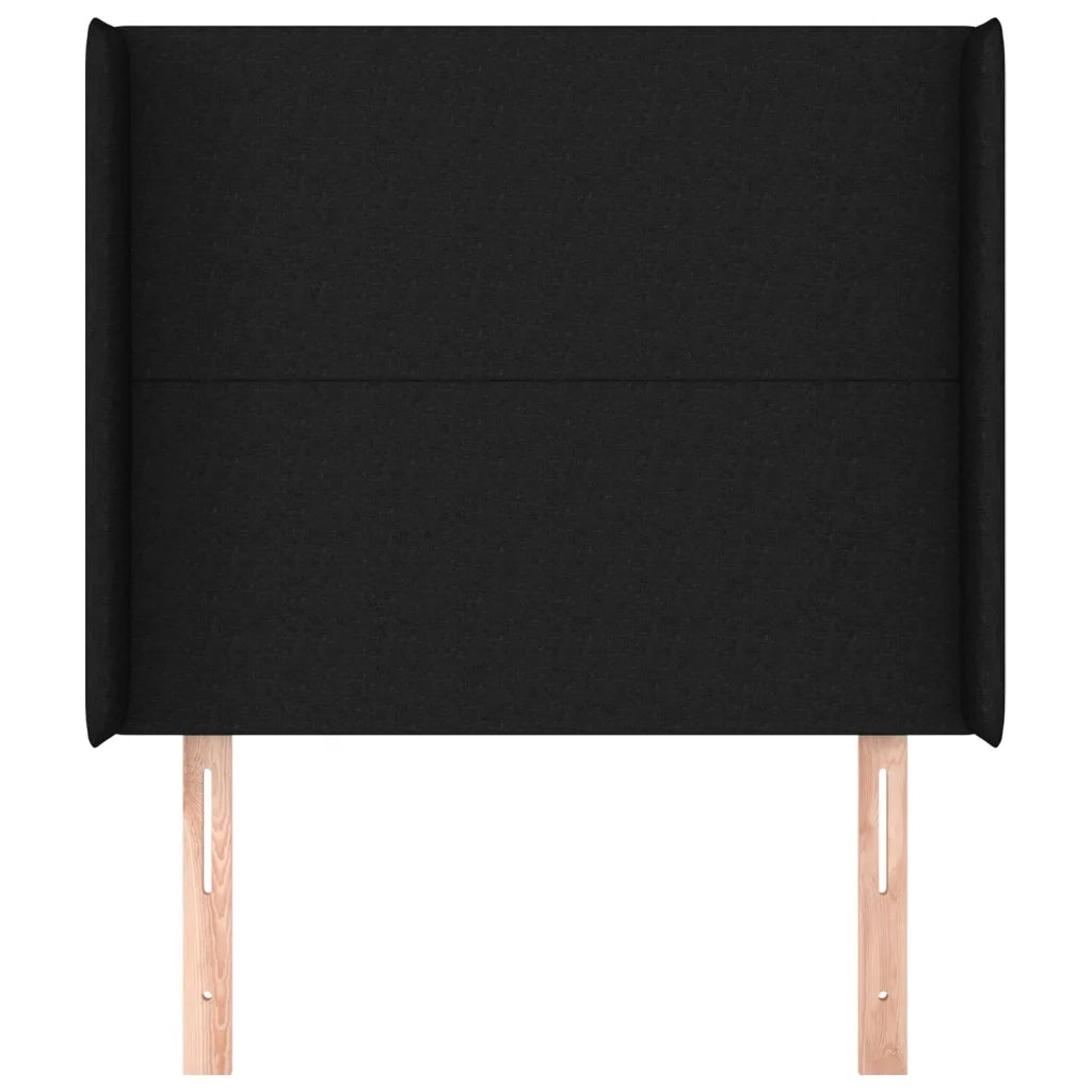 Testiera | Testata ad Orecchio Nera 103x16x118/128 cm in Tessuto