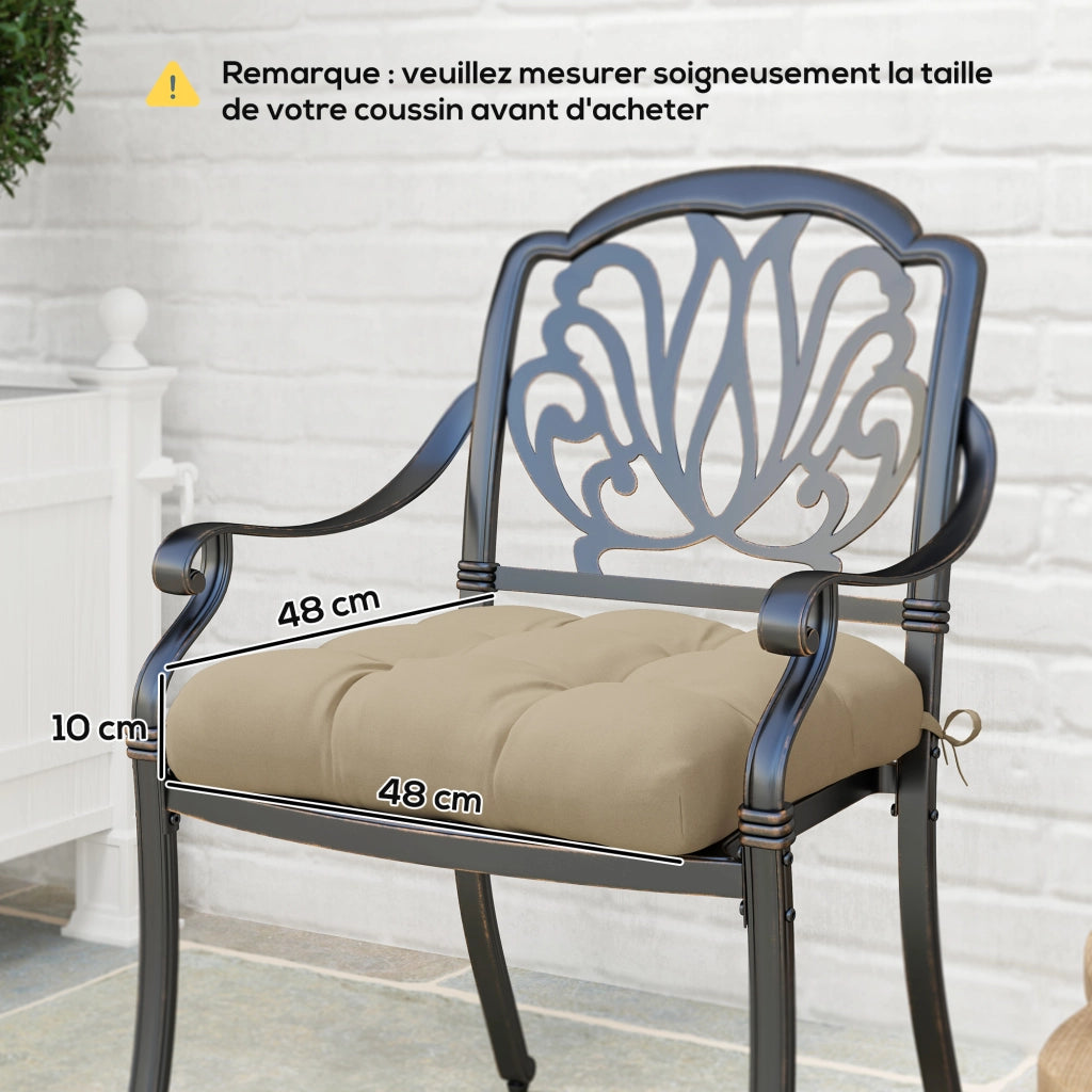 Cuscini da giardino per sedie ¨C zephmum ¨C 4 pezzi, 48x48 cm, kaki, con imbottitura 10 cm e cinghie