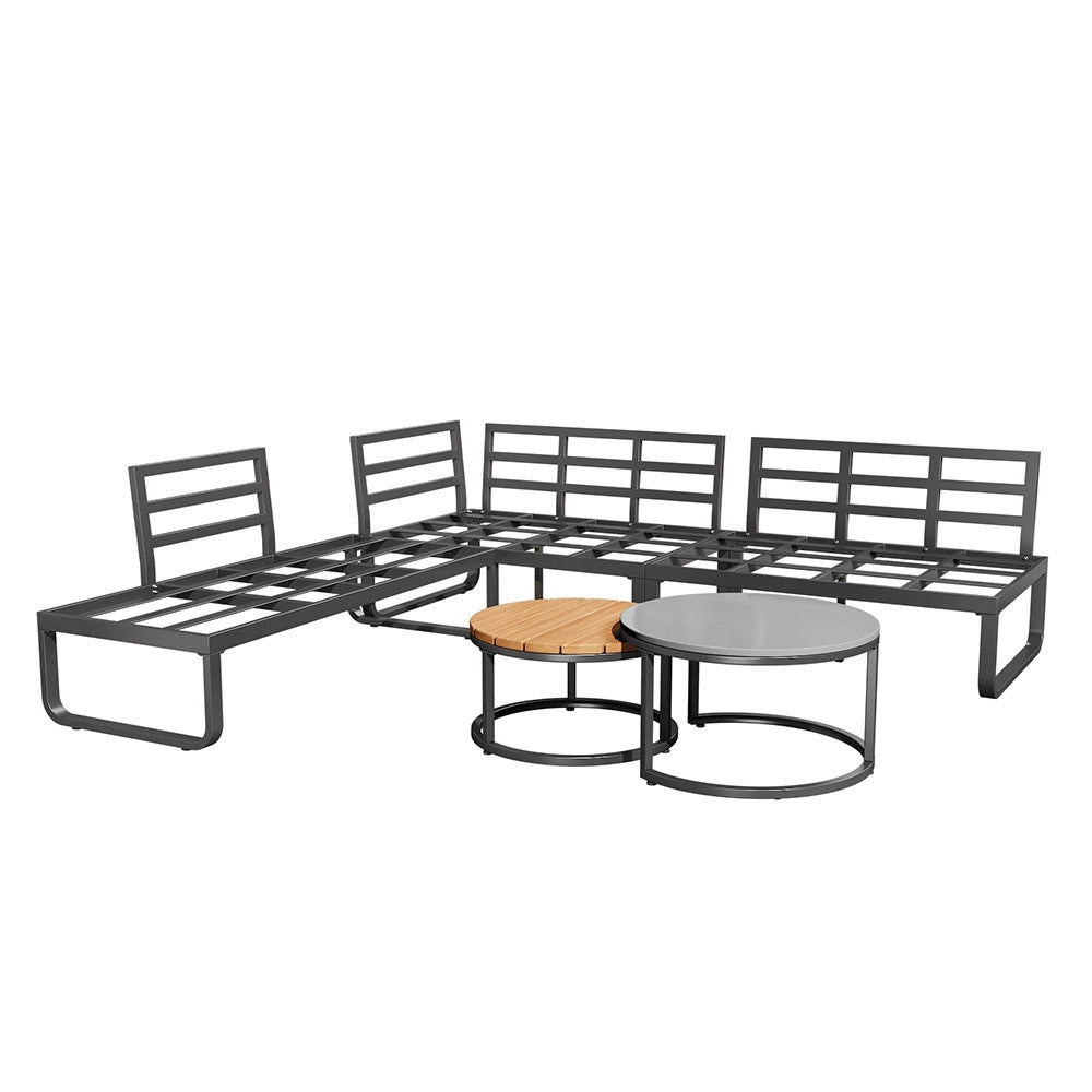 Set giardino - Xylo - 4/5 posti con 2 tavolini impilabili grigi