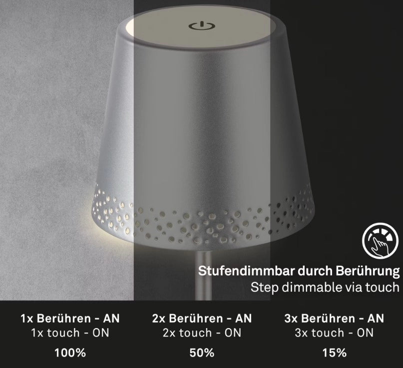 Kiki LED Lampada da tavolo a batteria 38 cm 2,6W 280lm  3000K cromo