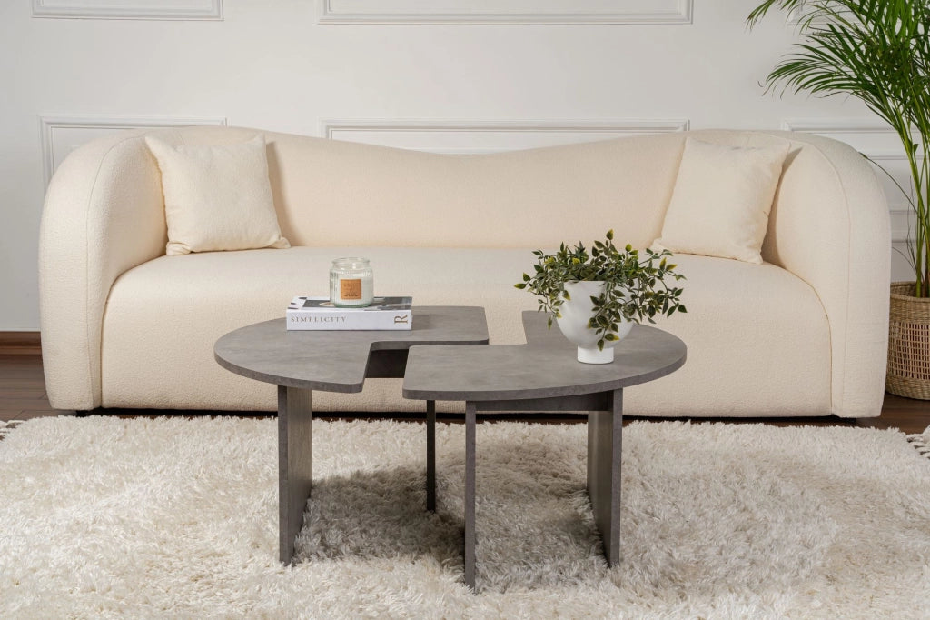 Tavolino in legno "Moira" 90 x 90 x 41 cm - Grigio cemento