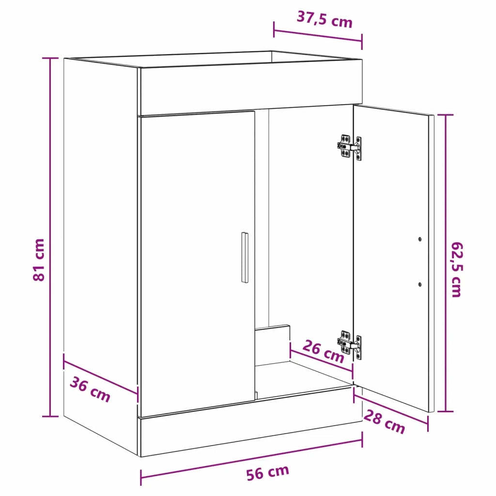 Mobiletto da Bagno Sotto Lavabo Bianco 56 x 37,5 x 81 cm