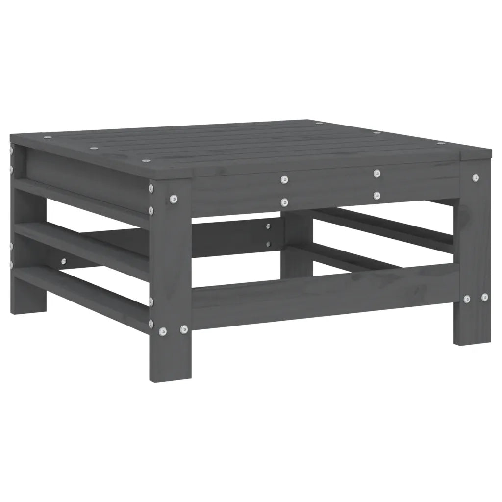Poggiapiedi da Giardino con Cuscino Legno Massello Pino Grigio CFW7090915