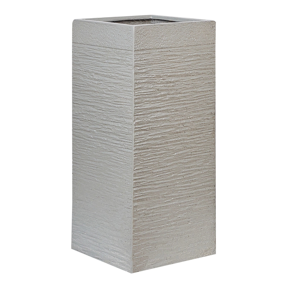 Vaso da fiori in argilla da giardino alto 26 x 26 x 60 cm resistente ai raggi UV grigio chiaro