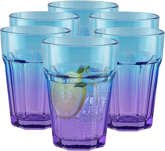 Set di bicchieri cocktail e longdrink da 370 ml in vetro colorato