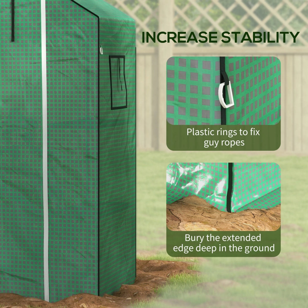 Copertura per Serra da Giardino con Porta a Cerniera e Finestre 140x73x190 cm in PE Verde