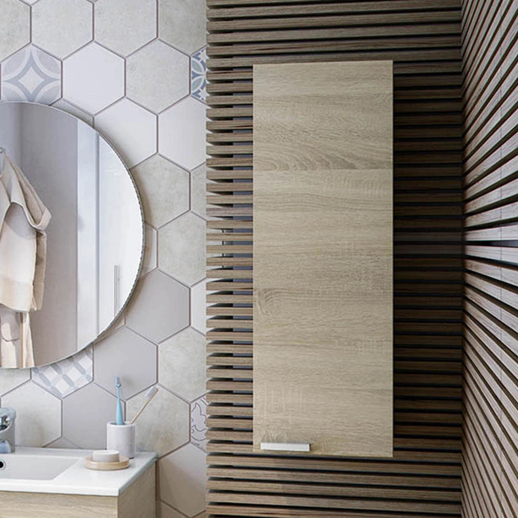 Parga, Mobile Pensile un Ripiano, 30x85h cm Marrone Rovere