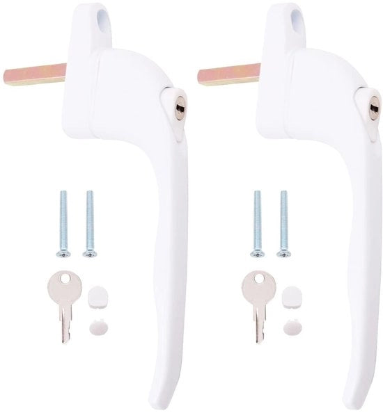 Maniglia Universale per Finestre - 2 Pezzi - Blocco con Chiave - Progettata per un Ergonomia Ottimale - Lunghezza del Cuscinetto 40 mm - Superficie Resistente ai Contatti - Maniglia per Finestre