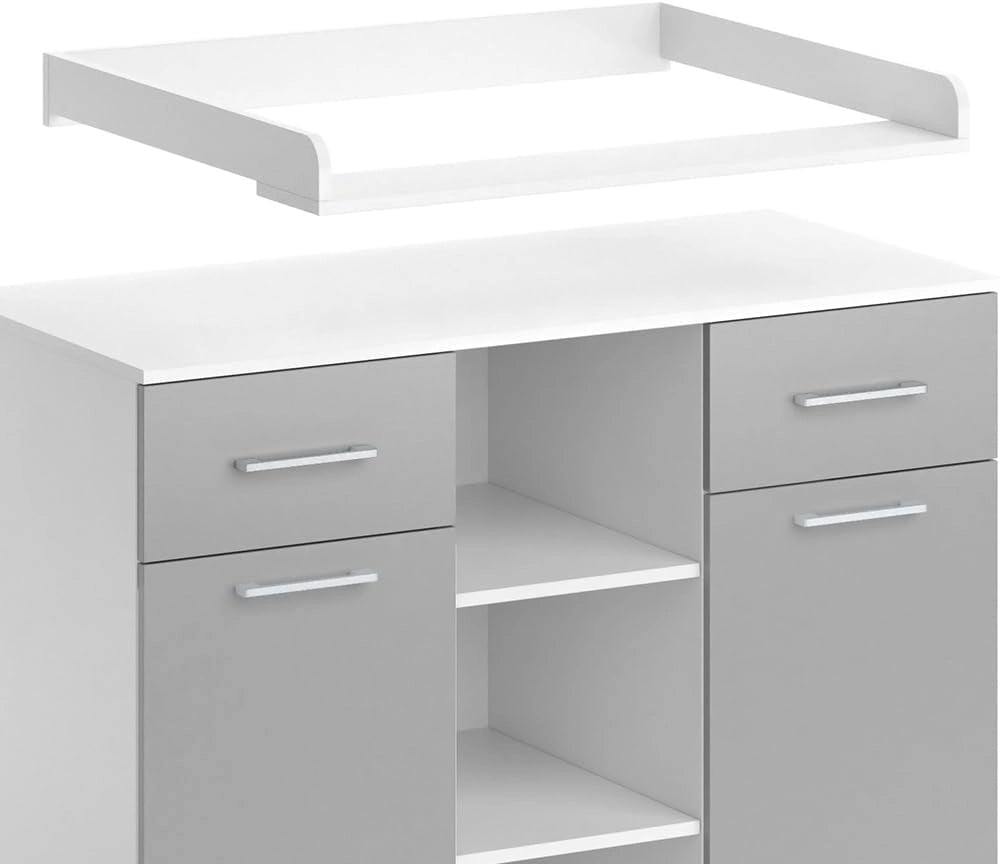 Fasciatoio Leonie, Grigio, 113 x 109 cm, con fasciatoio rimovibile per l'utilizzo come cassettiera