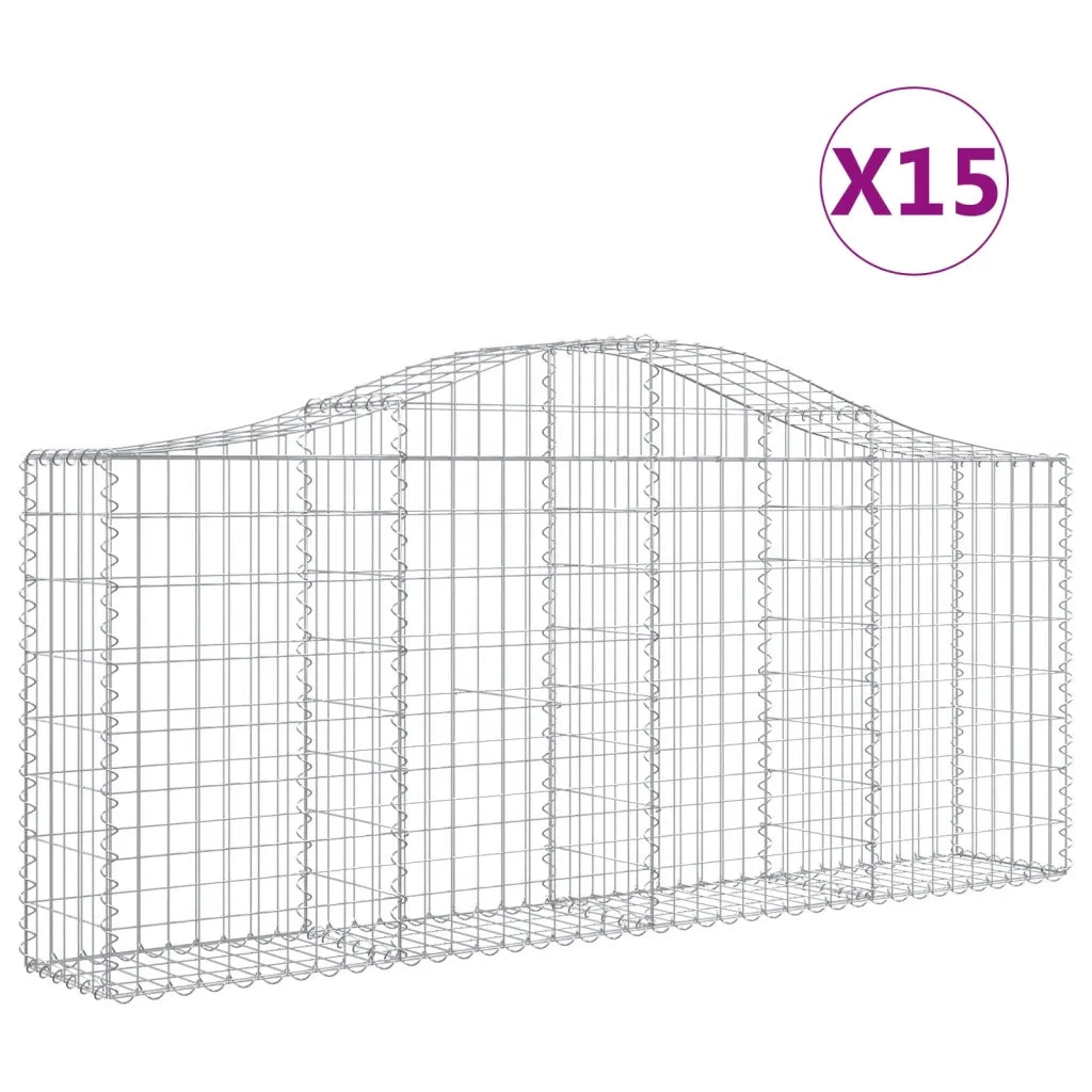 Cesti Gabbioni ad Arco 15 pz 200x30x80/100 cm Ferro Zincato 3145422