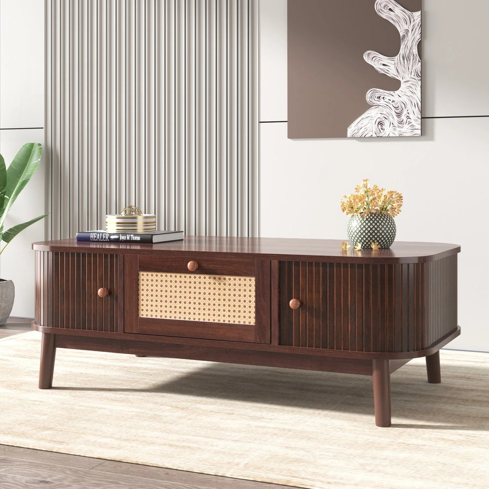 Tavolino da Caff¨¨ in Legno Massello con Cassetti e Ripiano ¨C MINIMAL ¨C Naturale