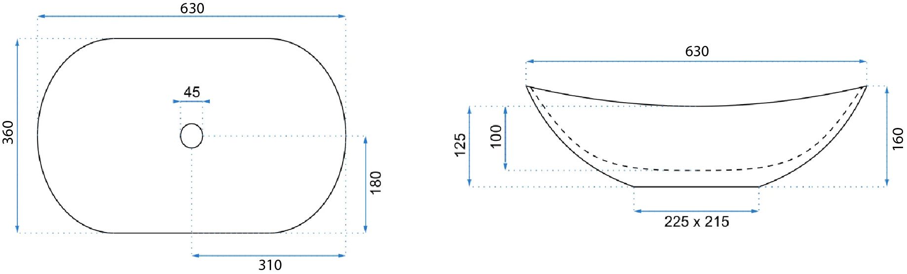 Lavabo Da Appoggio Rea Royal 60 Black Marble Mat