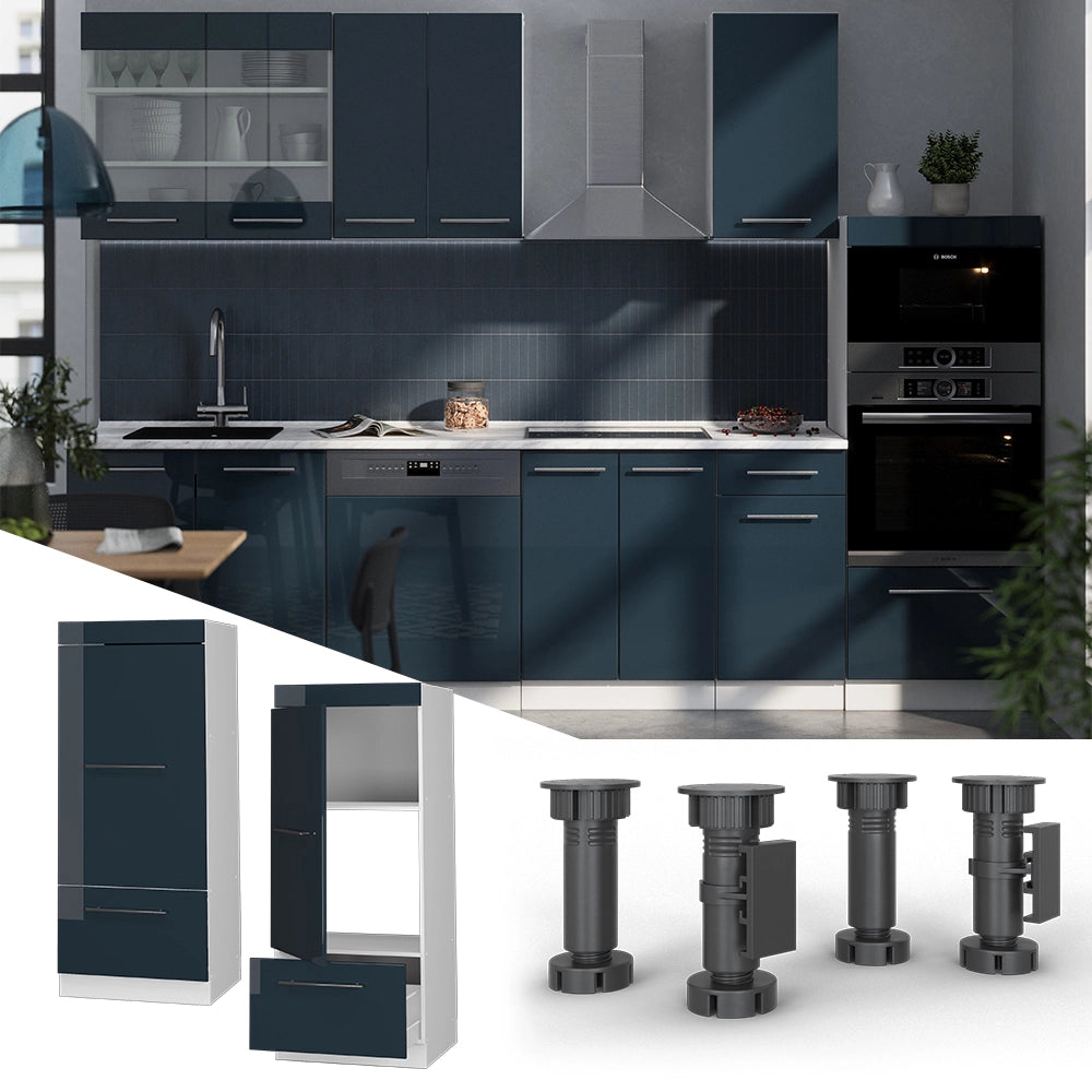 Vicco Set mobili bagno Blu scuro lucido 60 cm