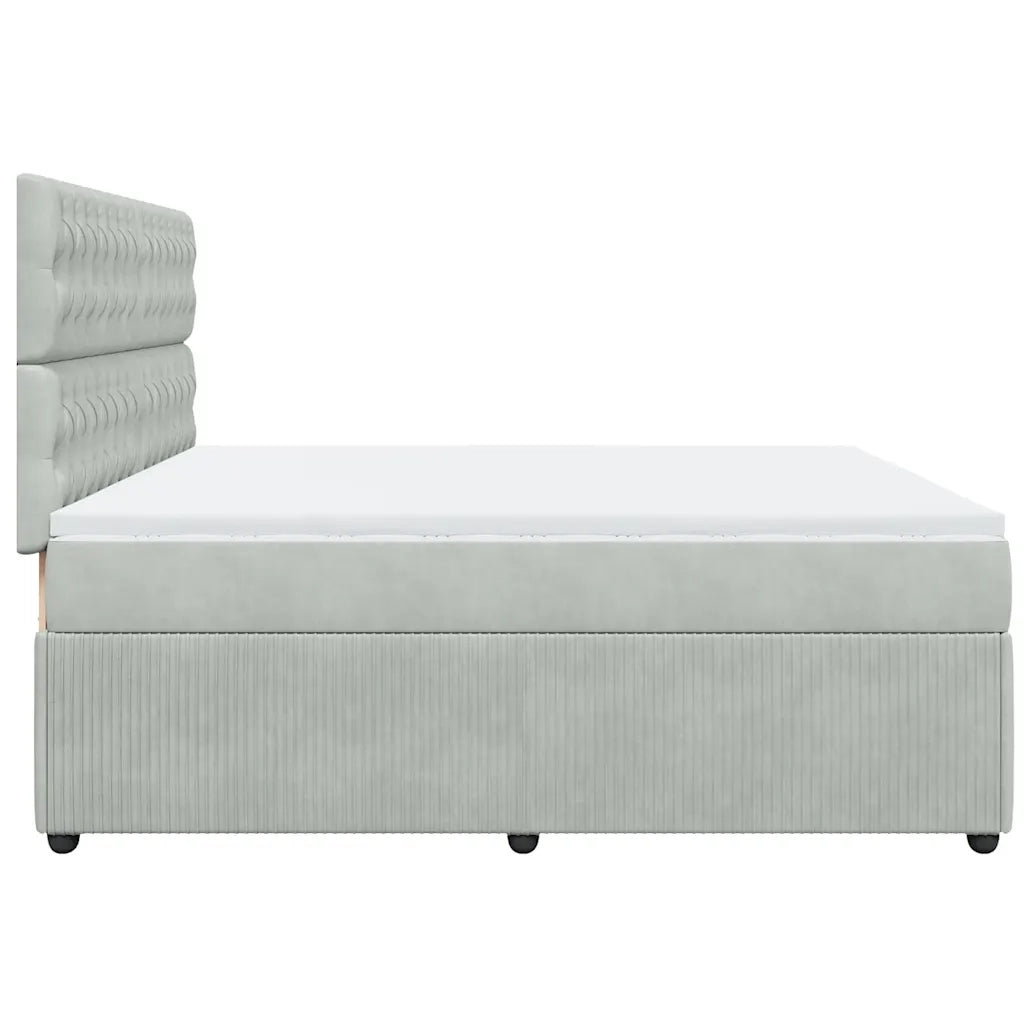 Giroletto a Molle con Materasso Grigio Chiaro 200x200cm Velluto