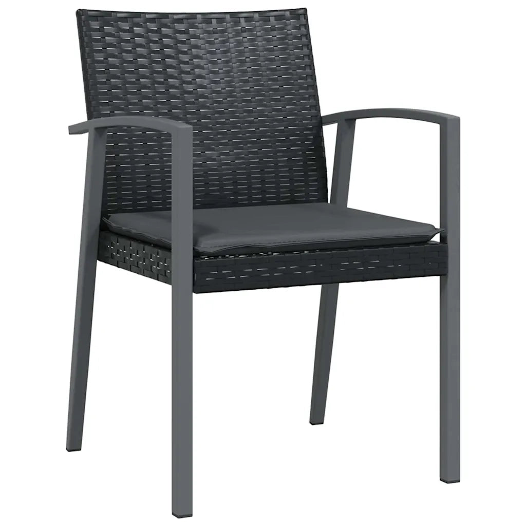 Set da Pranzo per Giardino 5 pcs Nero e Grigio Rattan in PE