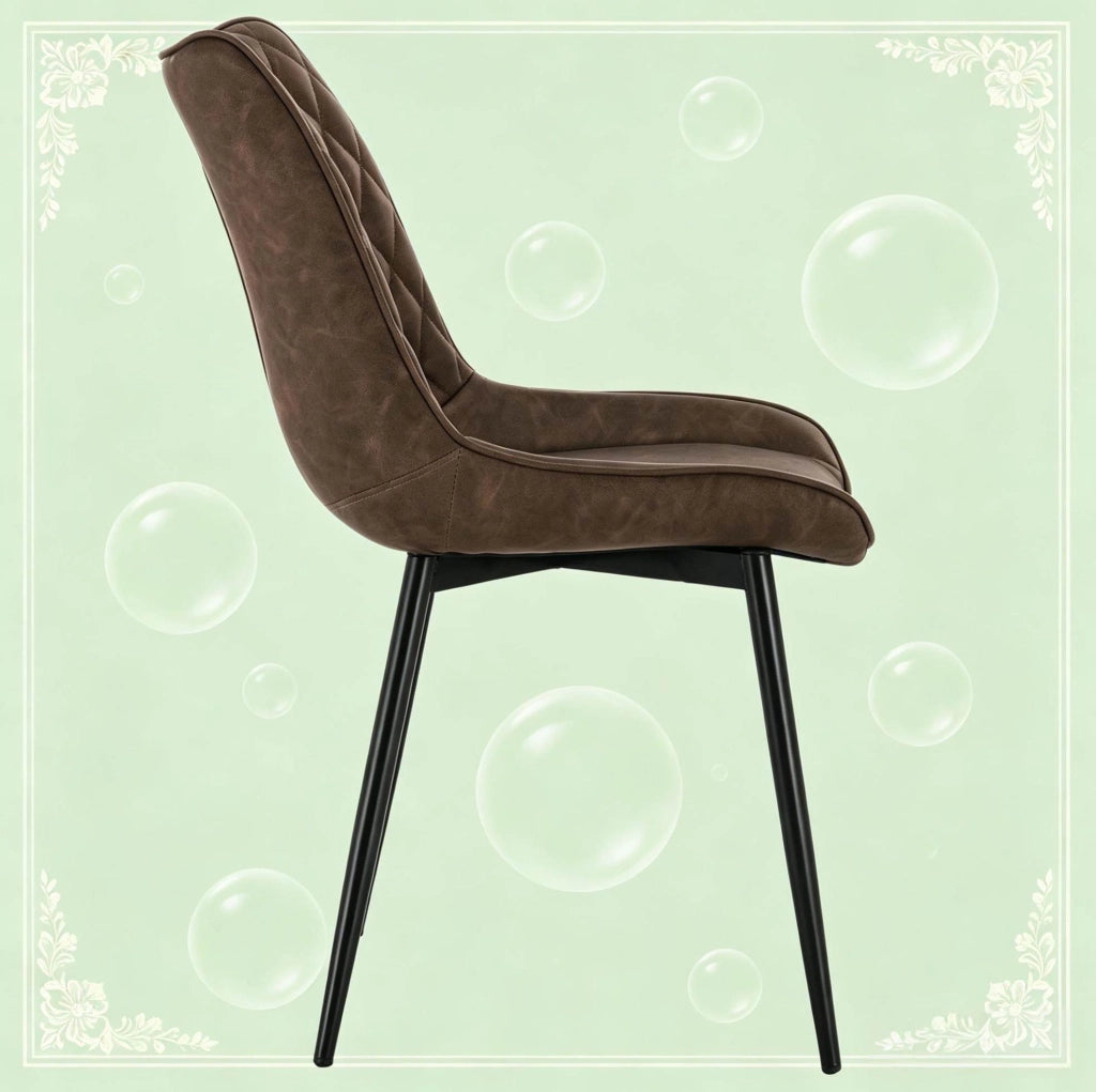 Sedia da sala da pranzo 85,5 cm in similpelle marrone e metallo, set da 2