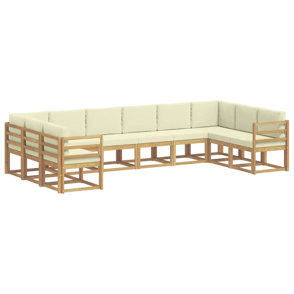 Set di divani da esterno con cuscino 10 pcs Bianco e Crema
