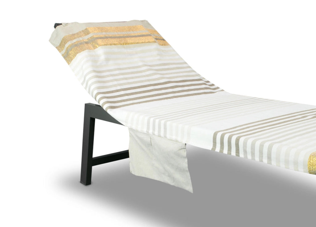 Telo Mare Lettino Spiaggia Piscina Con Cuscino E Tasche Modello Gold - Telo Mare - Sabbia