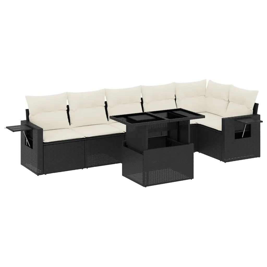 Set Divani da Giardino con Cuscini 7pz Nero Polyrattan 3267916